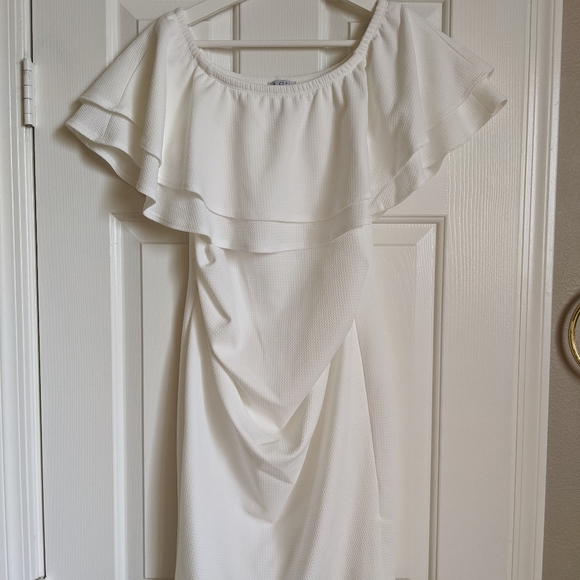 Off Shoulder Maternity Dress with Double Ruffle - Picture 2 of 3